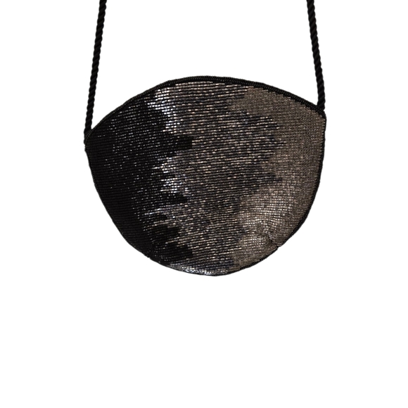 FUN Black & Silver Beaded "Vintage" Inspired Cocktail Purse/Evening Bag - Picture 5 of 9